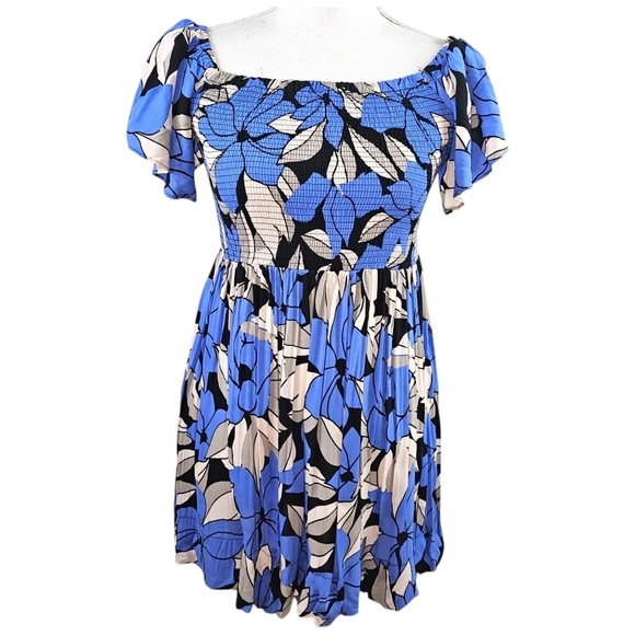 Free People Louise Off Shoulder Floral Smocked Mini Dress In Small - Picture 3 of 9